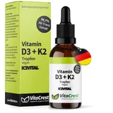 Vitamin D3 K2 Tropfen (50ml) aus Deutschland - hochdosiert & 100% pflanzlich - 1000 IE Vitamin D & 20μg Vitamin K (Markenrohstoff K2VITAL®) - ohne tierisches Lanolin - unabhängig laborgeprüft