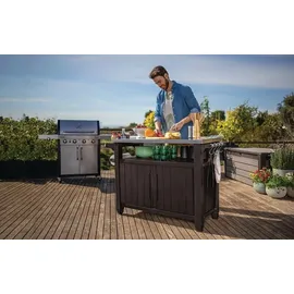KETER Grilltisch 134 x 88 cm Edelstahl Braun