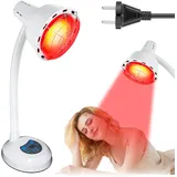 Zinueen 275W Rotlichtlampe Wärmelampe mit Schutzgitter & Temperaturregelung - Infrarot-Wärmelampe für Muskelverspannungen, Ideal für Wärmebehandlung und Wickeltisch