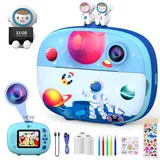Kinder Kamera DIY, Kinder Digital Videokamera, Fotoschöpfer mit Papier DIY | Farbe Stifte | 32G T-Karte | Sternenhimmel Design | Geburtstag Festival Geschenk für Jungen & Mädchen (Blau)