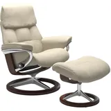 Stressless Ruby M | Signature Untergestell Batick Cream Poliertes Aluminium Braun