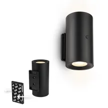 Briloner Sticklights - LED Wandleuchte ohne Stromanschluss und ohne Bohren mit Akku, Touch, dimmbar, warmweißes Licht, Wandlampe zum Kleben, Leselampe, Wohnzimmerlampe, Flurlampe, 6,1x12 cm, Schwarz
