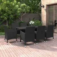 vidaXL Garten-Essgruppe 9-tlg. Schwarz
