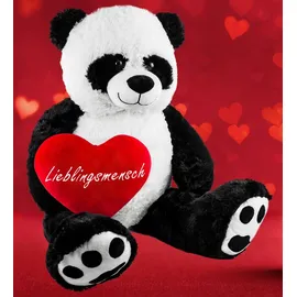 Brubaker XXL Panda 100 cm groß mit Lieblingsmensch Herz Stofftier Plüschtier Kuscheltier Teddybär