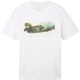TOM TAILOR T-Shirt mit Motiv-Label-Print, Weiss, XL
