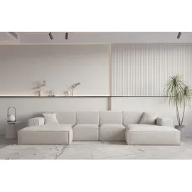 Fun Möbel Wohnlandschaft U-Form CELES PREMIUM XS in Stoff Ascot Bukla Beige