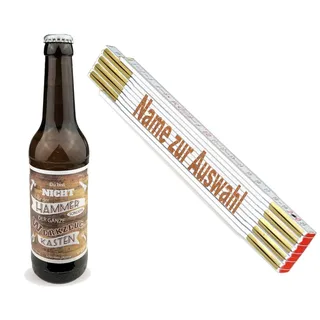 Geschenkset/Zollstock mit Namens-Gravur und Handwerker-Bier/Echte Kerle/Männergeschenk/Handwerker/Vatertag/Geburtstag, Zollstöcke Namen:Burkhard