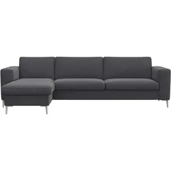 Ecksofa FLEXLUX "Fiore, super Sitzkomfort durch Kaltschaum im Sitz, L-Form", grau (dervit grau), B:262cm H:85cm T:92cm, 100% Polyester, Sofas, breite Armlehnen, Kaltschaum, Füße Alu