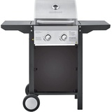 Heinrich ́s Gasgrill ‎HGG 8521, Balkon-Grill auf 2 Rädern, Outdoor-Grill, BBQ-Grill, Camping, Grillwagen, 2Flächen Brenner aus Edelstahl, Große Grillfläche, Grillküche, Standgrill schwarz|silberfarben