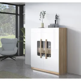 Forte Highboard 119,9 x 139,6 x 41,5 cm Beige / Weiß