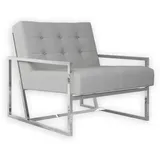 s-style möbel Loungesessel mit Silber, Füßen aus Bouclé-Stoff, B/T/H: 84 cm/ 89 cm/ 81 cm - Grau