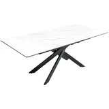 Riess-Ambiente Ausziehbarer Esstisch ALPINE 160-200cm weiß Keramik Marmor schwarz Metall, Esszimmertisch, Küchentisch