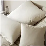 ELEGANTE Interlock Jersey Bettwäsche Cord gestreift Wollweiss 135 x 200 cm + 40 x 80 cm