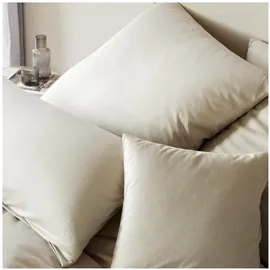 ELEGANTE Interlock Jersey Bettwäsche Cord gestreift Wollweiss 135 x 200 cm + 40 x 80 cm