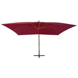vidaXL Ampelschirm mit Holzmast 400 x 300 cm Bordeauxrot