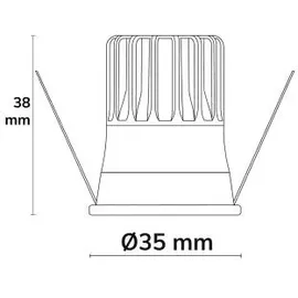 ISOLED Einbaustrahler BACK32 5W rund messing gebürstet