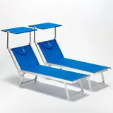2er Set Liegestühle Strandliegen Sonnenliegen aus Aluminum Santorini - Blau - Blau
