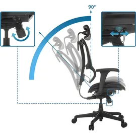 HJH Office Bürostuhl ERGOHUMAN SLIM ECO F GEN2 Netzstoff / Stoff - Schwarz