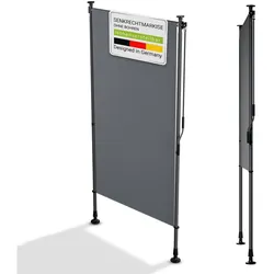 Juskys Senkrechtmarkise Barbados 100x310 cm - Sonnenschutz höhenverstellbar, ohne Bohren - Grau