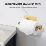 Toilettenpapierhalter, Wandmontierter Toilettenpapierhalter, Edelstahl Toilettenpapierrollenhalter Ohne Bohren für Bad und Küche, Gold