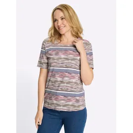Classic Basics Kurzarmshirt CLASSIC BASICS "Kurzarm-Shirt", Damen, Gr. 46, flamingo, ecru, bedruckt, 100% Baumwolle, gemustert, gestreift, mehrfarbig, Rundhals, Shirts