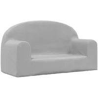 vidaXL Kindersofa 2-Sitzer  Hellgrau Plüsch