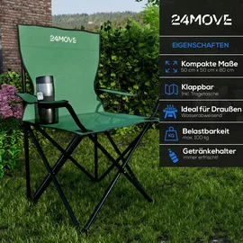 24move Campingstuhl Faltstuhl Grün 2 St.