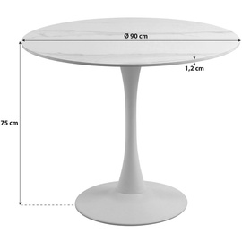 Actona Mid.you Esstisch Weiß, Keramik, rund, cm, Reach Esszimmer, Tische, Esstische, Esstische rund