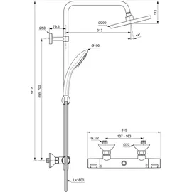 Ideal Standard Ceratherm T25 Duschsystem Aufputz chrom