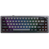 EPOMAKER EK68 65% Gasket NKRO Mechanische Tastatur, Hot Swappable Dreifach-Modus Gaming-Tastatur mit 3000mAh Akku, RGB-Beleuchtet für Büro/Home/Win/Mac (Black Silver, Flamingo Switch)