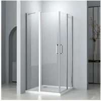 Hopibath Eckdusche falttür Duschkabine Eckeinstieg Nanobeschichtung, BxT: 80x80 cm, 5mm Sicherheitsglas, Falttürkabine mit Haltestangen, 120/100/90/80/75cm , Rechts-und Links montierbar silberfarben 80 cm x 185 cm x 80 cm