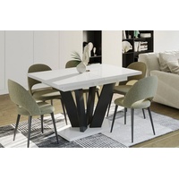 Endo-Moebel Esstisch Alex 130-210 cm Säulen Tisch erweiterbar Tischbeine schwarz ausziehbar weiß