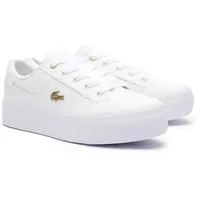 Lacoste Damen Sneaker - ZIANE PLATFORM, Turnschuhe, Plateau-Sohle, Echtleder Weiß EUR 37