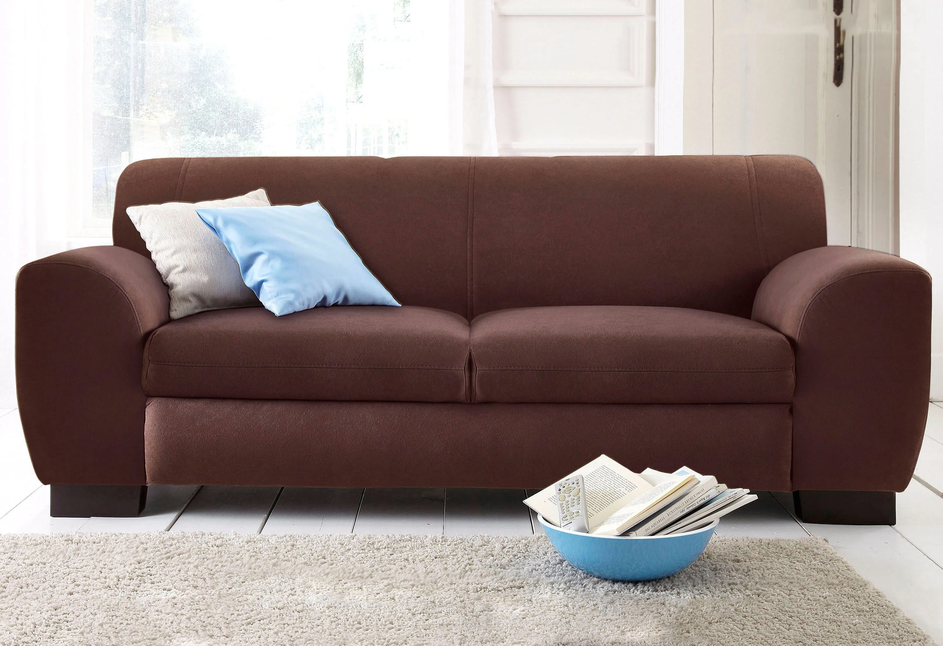 Sofa HOME AFFAIRE "Nika L-Form", braun (mokka), B:195cm H:78cm T:84cm, Struktur (70% Polyacryl, 30% Polyester), Primabelle-Microfaser (100% Polyester), Sofas, als 2-oder 3-Sitzer, in Microfaser PRIMABELLE oder Struktur