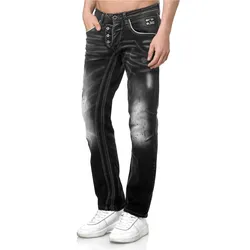 Straight-Jeans RUSTY NEAL, Herren, Gr. 33, Länge 34, schwarz, 99% Baumwolle, 1% Elasthan, mehrfarbig, casual, Jeans, im bequemen Straight Fit-Schnitt