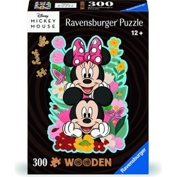 Ravensburger WOODEN Puzzle 12000762 - Mickey & Minnie - 300 Teile Kontur-Holzpuzzle mit stabilen (300 Teile)