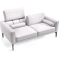 Sofanella - Leder 2-Sitzer Sofa salerno Weiß 176 x 97 x 72 cm Füße: Matt-Schwarz - Weiß