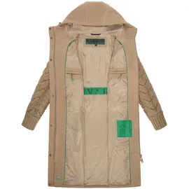 Navahoo Damen warmer Trenchcoat in Woll-Optik mit Strick-Ärmeln und Kapuze Knit Babe 14 Sand Beige Gr. M - M