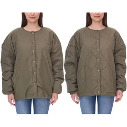 Damen wattierte Wende-Jacke Frühlings-Jacke mit verstellbarem Saum Übergangs-Jacke Oversize 954904 Dunkelgrün - 52