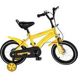 SABUIDDS 14 Zoll Kinderfahrrad 14" Kinder Fahrrad für 4-6 Jungen & Mädchen Höhenverstellbares Kinderrad mit Stützräder & Stabilisatoren, Niedrige Stufe, Vorderen und Hinteren Bremsen Gelb