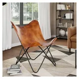 vidaXL Sessel Butterfly Leder 44 x 65 x 0 cm Braun ergonomisch
