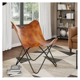 vidaXL Sessel Butterfly Leder 44 x 65 x 0 cm Braun ergonomisch