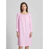 Knielanges Off-Shoulder-Leinenkleid mit Manschetten, Rosa, S