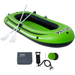 VEVOR Schlauchboot 2-Personen-Fischerboot, Robustes Tragbares PVC-Floßkajak, inkl. 45,6 Zoll Aluminiumruder, Hochleistungspumpe und Angelrutenhalter, 226,8 kg Tragkraft für Erwachsene, Kinder