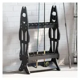 vidaXL Rutenständer Für 16 Angelruten Schwarz Vidaxl