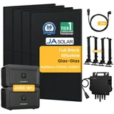Balkonkraftwerk mit Speicher und Halterung, 4096Wh Growatt NOAH 2000 mit Jasolar 1760W(+528W) Bifaziale Solarmodule und NEO800W für Balkonkraftwerk