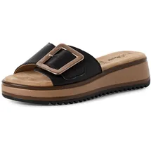 s.Oliver Damen Pantoletten aus Leder mit Schnalle, Schwarz (Black Nappa), 39 EU - 39 EU