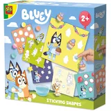 SES Creative – Klebebilder mit Bluey – Papierfiguren mit Fingerkleber kleben – 6 Klebekarten und Bluey-Papierformen – Lernspielzeug – ab 2 Jahren
