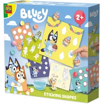 SES Creative – Klebebilder mit Bluey – Papierfiguren mit Fingerkleber kleben – 6 Klebekarten und Bluey-Papierformen – Lernspielzeug – ab 2 Jahren