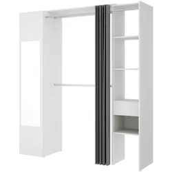 Dmora Kleiderschrank Rigi, Struktur für begehbaren Kleiderschrank, offene Garderobe, 177x52h205 cm, Weiß und Anthrazit